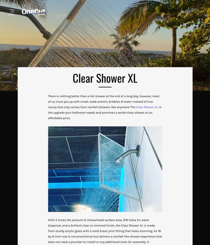 Clear Shower XL Review by OneCut.com
